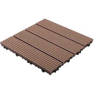 1 ft. W x 1 ft. L Composite Wood Interlocking Deck Tiles Straight Grain Coffee (10-Pack)