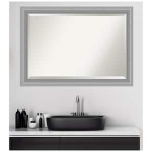 Medium Rectangle Peak Polished Nickel Beveled Glass Casual Mirror (28.5 in. H x 40.5 in. W)