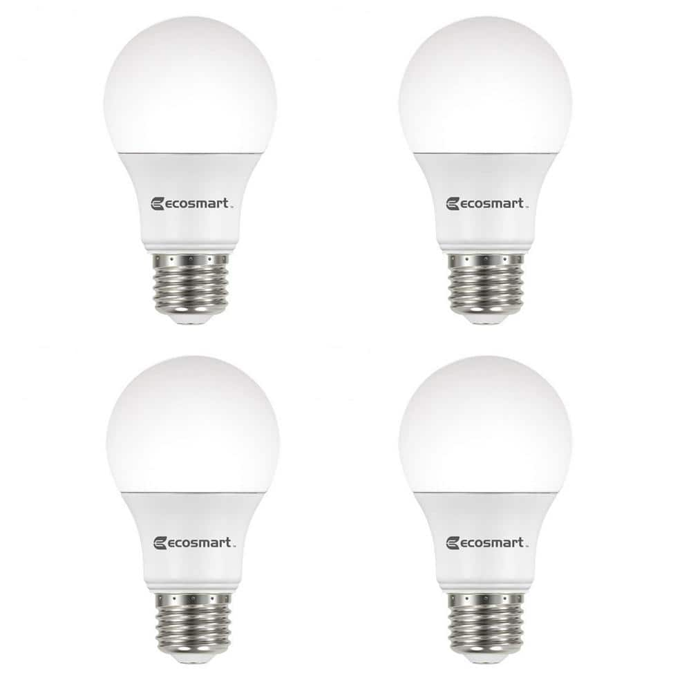 60-Watt Equivalent A19 Non-Dimmable CEC LED Light Bulb Soft White (4-Pack) -  EcoSmart, A8A19A60WT2044