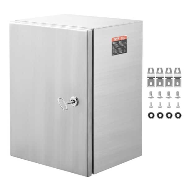 Steel Electrical Box, 20 x 16 x 8 in. 304 Electrical Enclosure Box, Wall-Mounted Equipment Enclosure, IP66 Waterproof