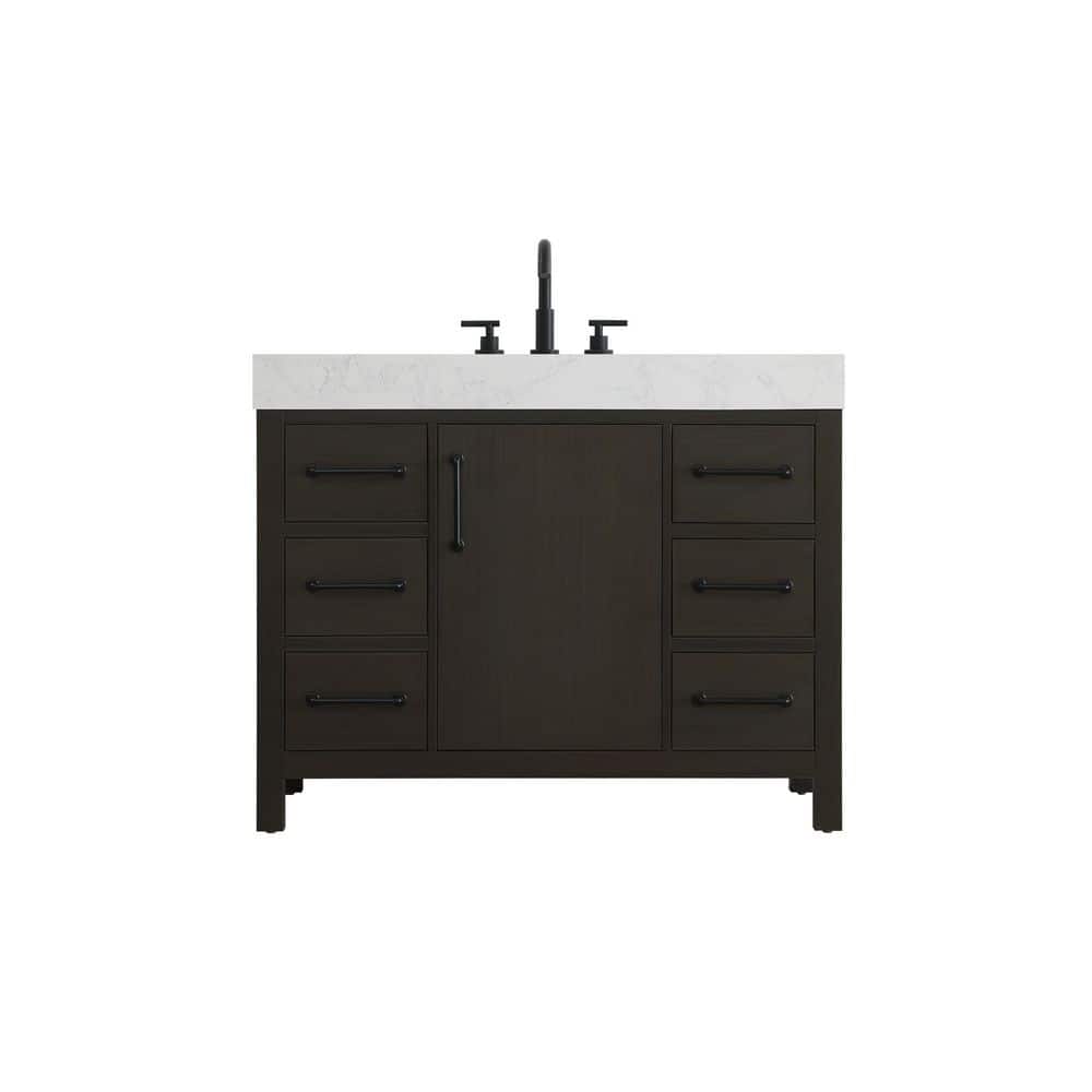 42 in. Single Sink Mocha Brown Bath Vanity with White Engineered Marble Top price history on PriceWatchPro