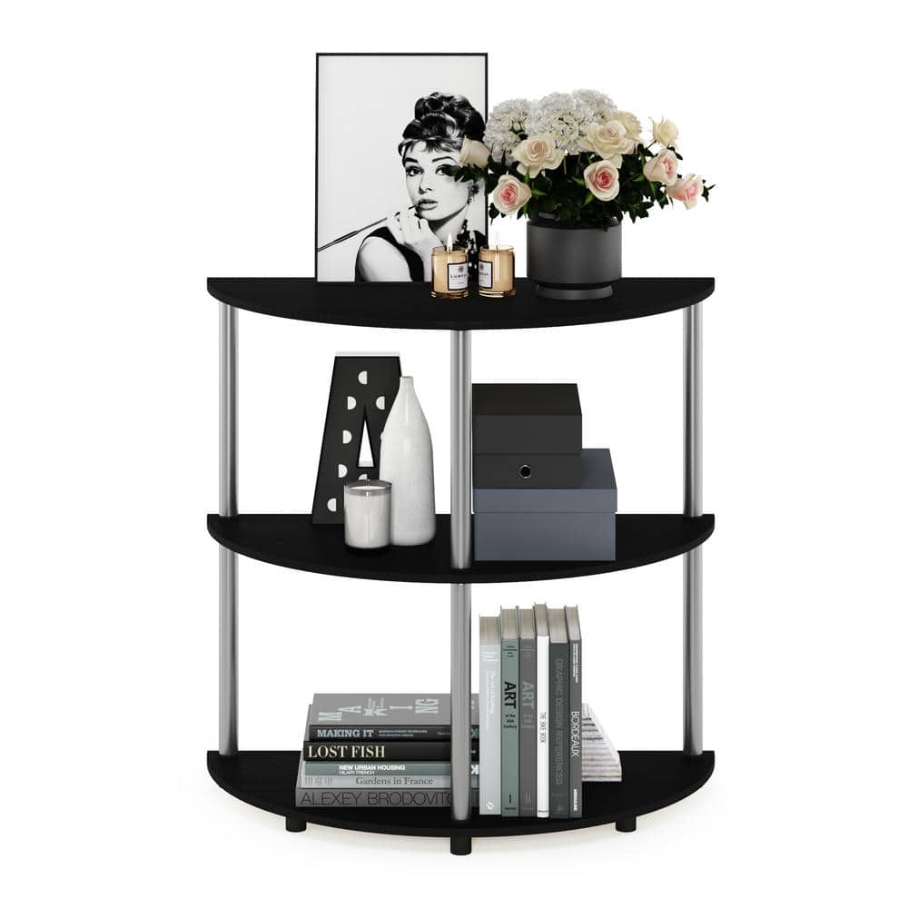 Frans Black Oak and Stainless Steel Half-Circle Console Table with Storage