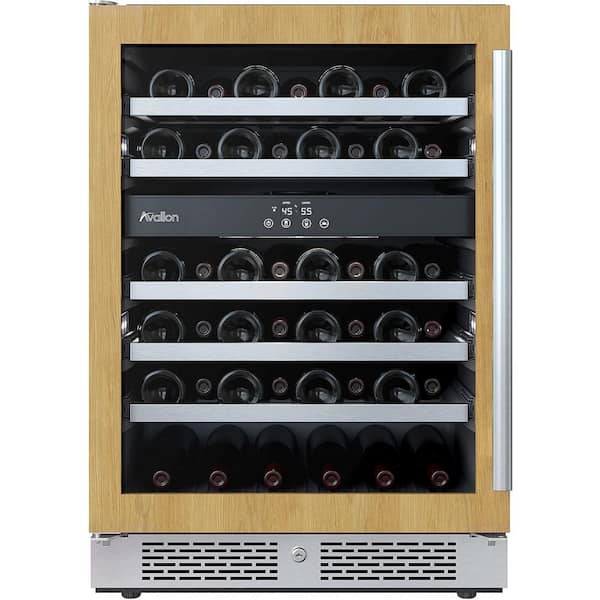 24 in. Dual Zone 45-Wine Bottles Wine Cooler in Custom Panel Ready