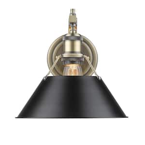 Orwell AB 1-Light Aged Brass Sconce with Black Shade