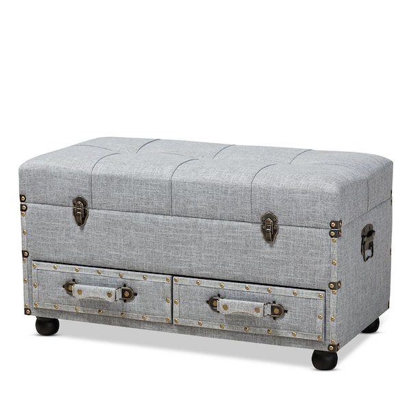 Flynn Grey Storage Ottoman