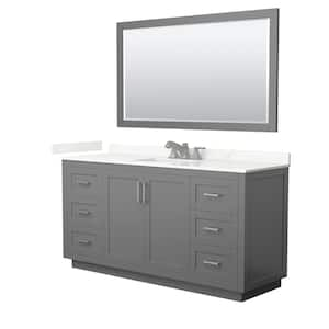 Miranda 66 in. W x 22 in. D x 33.75 in. H Single Bath Vanity in Dark Gray with Giotto Quartz Top and 58 in. Mirror