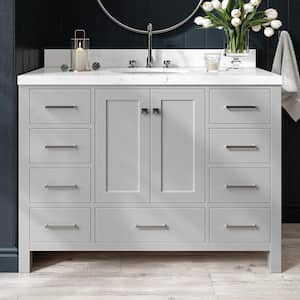 Cambridge 48.25 in. W x 22 in. D x 36 in. H Single Sink Freestanding Bath Vanity in Grey with Carrara Quartz Top
