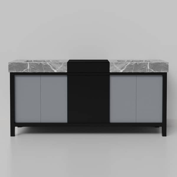 Lexora Zilara 72 in W x 22 in D Black and Grey Double Bath Vanity