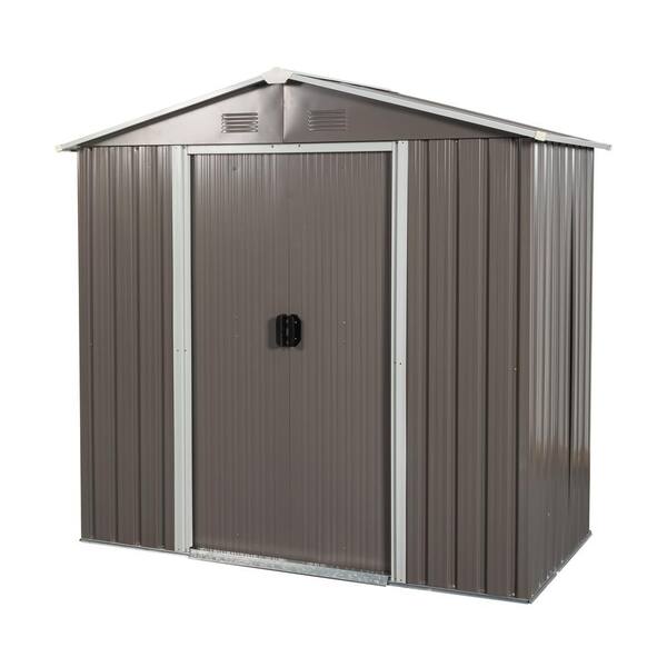 Unbranded 6 ft. W x 4 ft. D Brown Outdoor Metal Utility Storage Shed with Vents and Lockable Doors(24 sq. ft.)