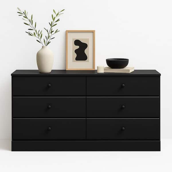 derby ブラック ベスト XL Prepac Astrid Black Finish 6-Drawer Double Dresser (26.85 in H. x