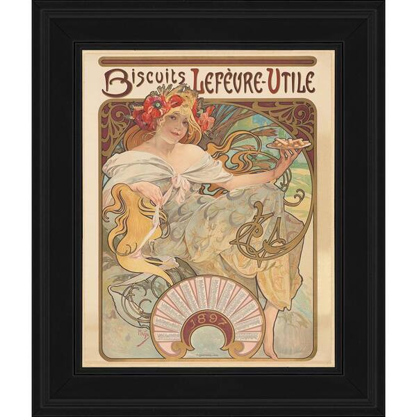 LA PASTICHE Biscuits Lefevre Utile by Alphonse Mucha Gallery Black Framed People Oil Painting Art Print 10.5 in. x 12.5 in.