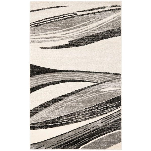 SAFAVIEH Retro Light Grey/Ivory 5 ft. x 8 ft. Striped Area Rug