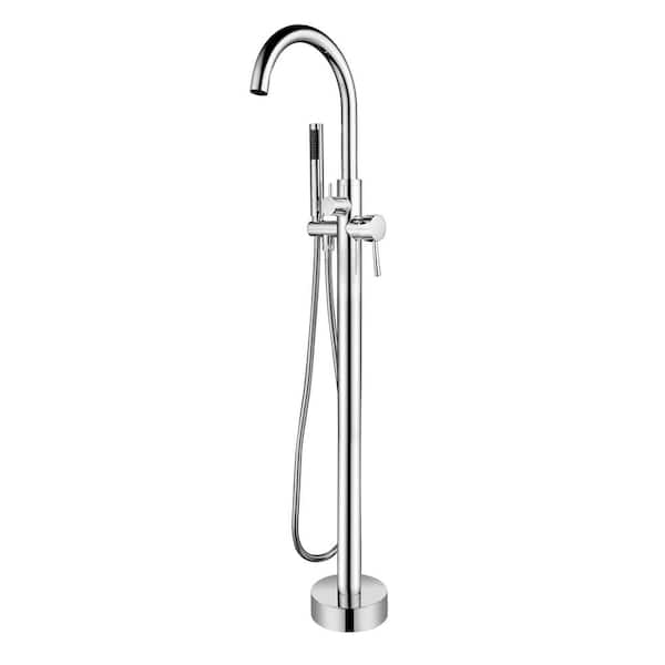 Floor-Mounted Single-Lever Bath tap,Chrome Mixer Shower Faucet Hand Shower 