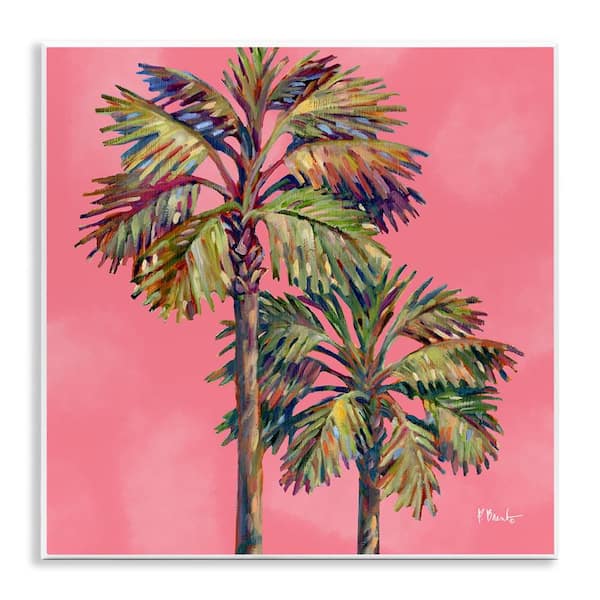Bondi Palms on Pink by Paul Brent Unframed Nature Graphic Art Print 12 in. x 12 in.