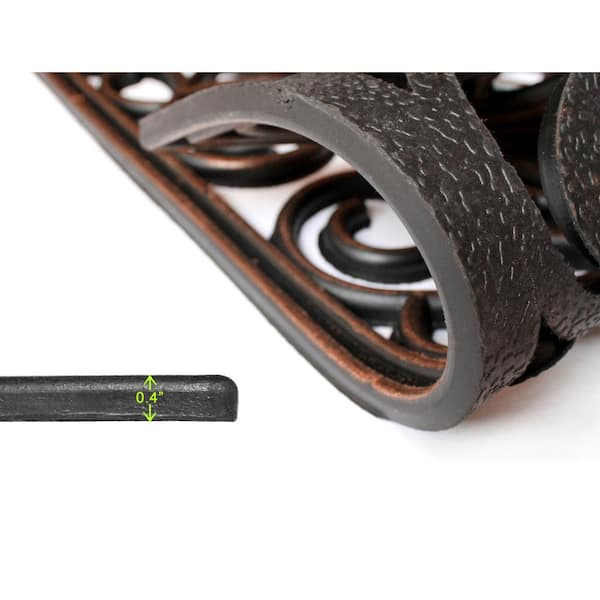 Moulded Vines Half-round Rubber Bronze 24in. x 36in. Rubber Door Mat
