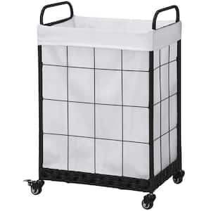 19 in. W x 14 in. D x 29 in. H Fabric Laundry Basket Hamper with Rolling Wheels White