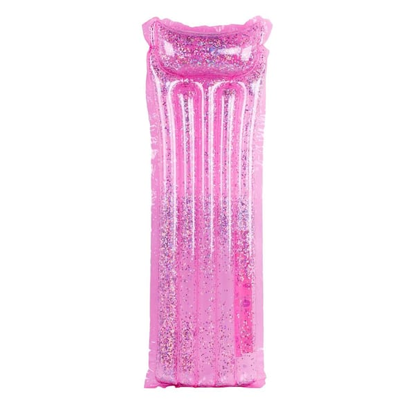 67 in. Inflatable Pink Glitter Swimming Pool Lounge