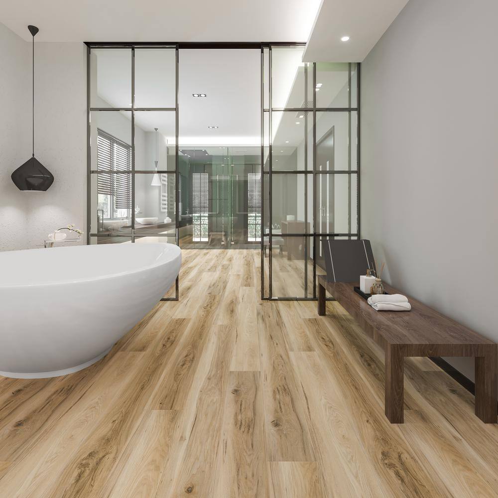 Lively Fallow 7" x 60" Hickory Vinyl Plank Flooring
