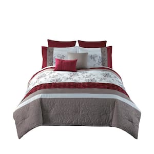 8-Piece Multicolor Floral Polyester Queen Comforter Set
