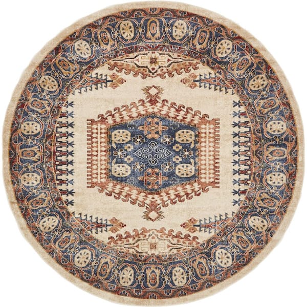 Unique Loom Utopia Larissa Beige 8' 0 x 8' 0 Round Rug