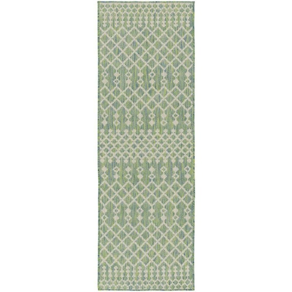 Positano Blue Green 2 ft. x 8 ft. Moroccan Contemporary Runner Area Rug