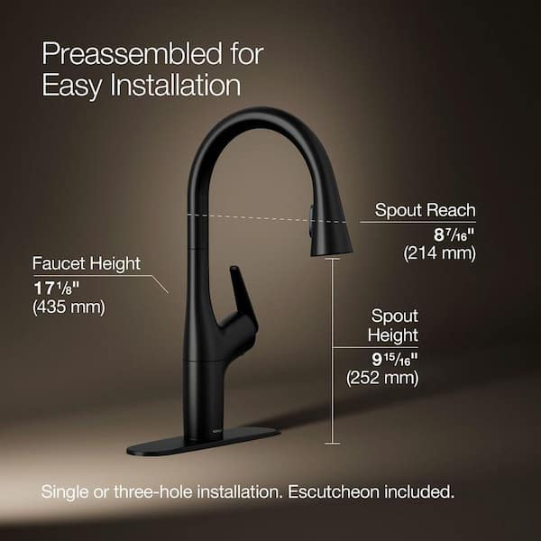 KOHLER Safia 1-Handle Pull Down Sprayer Kitchen Faucet with