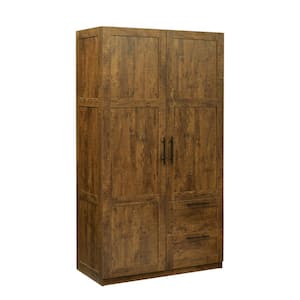 Walnut Armoire with 2-Drawers 70.87 in. H x 19.49 in. W x 39.37 in. D