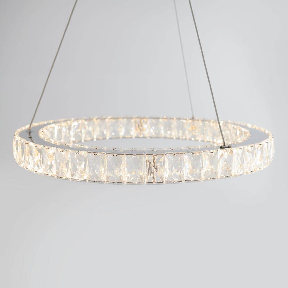Celebrity 20-Watt Chrome Crystal LED Pendant Light Fixture