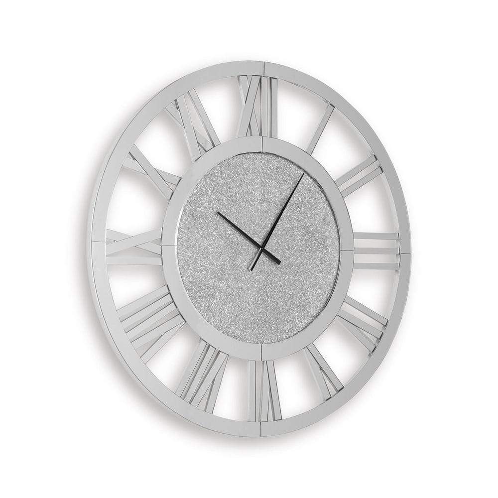 Signature DESIGN BY ASHLEY Reinport Gray Analog Glass Roman Numberals ...