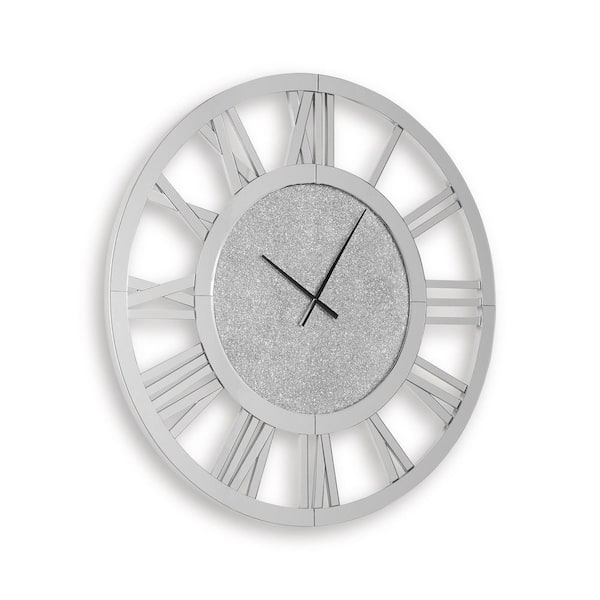 Reinport Gray Analog Glass Roman Numberals Wall Clock
