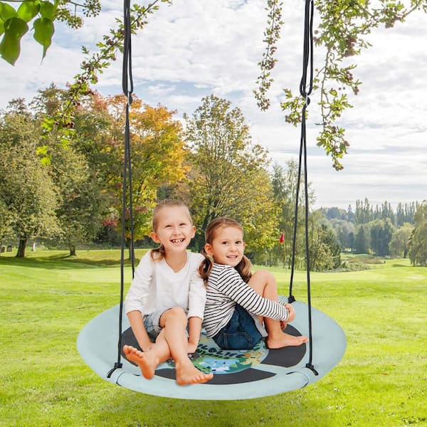 Light Green 40 in. Flying Saucer Tree Swing Indoor Outdoor Play Set Swing for Kids