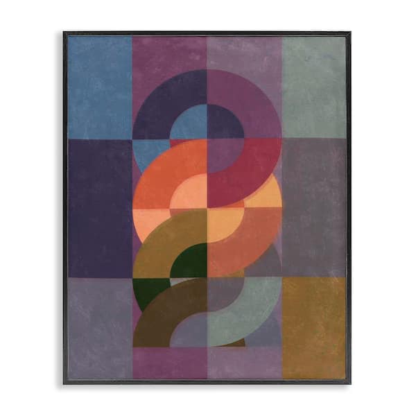 Modern Interlocking Circles by Victoria Barnes Black Framed Abstract Giclee Art Print 30 in. x 24 in.