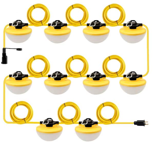 100 ft. 120V 10-Light 1680 Lumens Per Light Integrated LED Corded Outdoor String Light Commercial Residential Job Site
