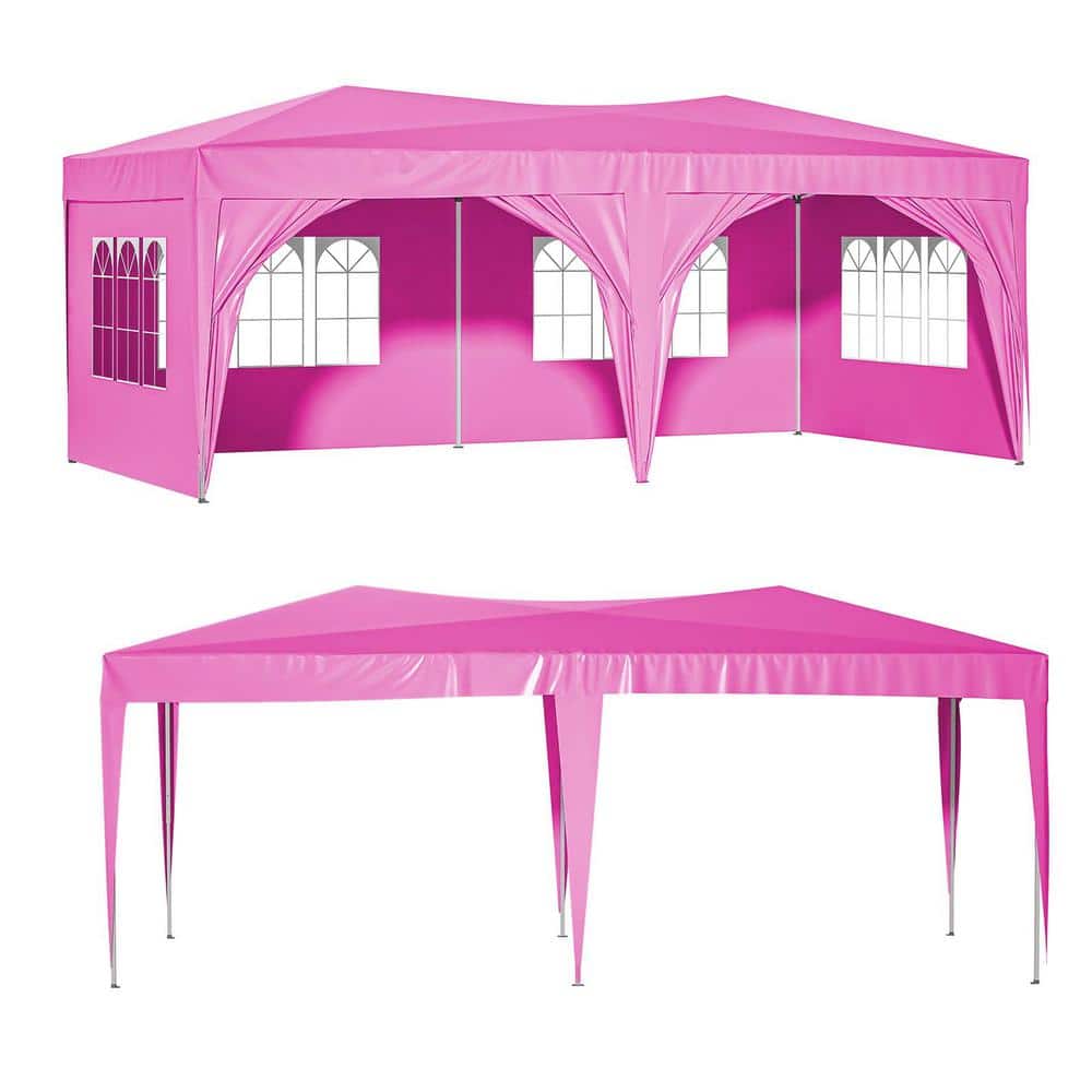 10 ft. x 20 ft. Pink Pop Up Canopy Portable Instant Canopy Tent for Outdoor