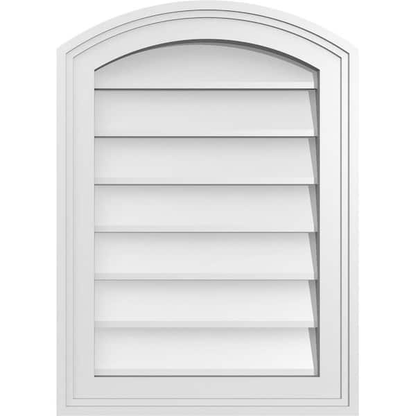 Ekena Millwork 16 in. x 22 in. Arch Top Surface Mount PVC Gable Vent: Functional with Brickmould Frame