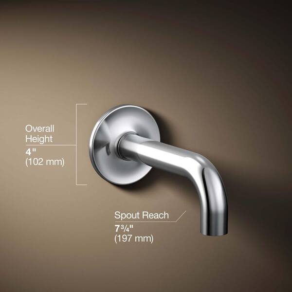 KOHLER Purist 7.75 in. Wall-Mount Bath Spout in Polished Chrome K