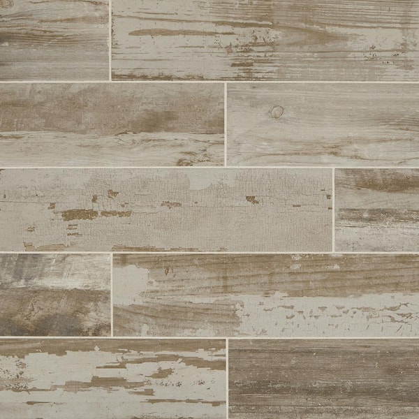 Vintage Chic Gray 6 in. x 24 in. Glazed Porcelain Floor and Wall Tile  (14.53 sq. ft. / case)