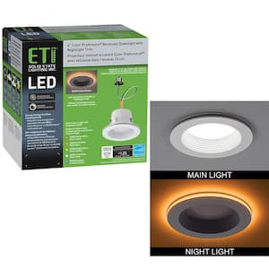 4 in. Selectable CCT Integrated LED Recessed Light Trim with Night Light Trim Feature 625 Lumens 10.5-Watt Dimmable