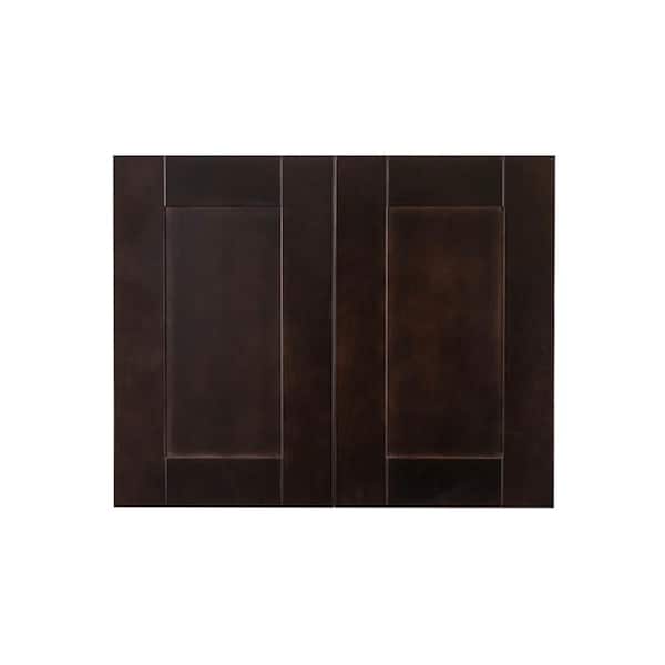 LIFEART CABINETRY Anchester Assembled 30 in. x 21 in. x 12 in. Wall Cabinet with 2 Doors 1 Shelf in Dark Espresso