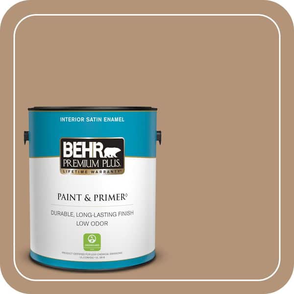 BEHR PREMIUM PLUS 1 gal. Home Decorators Collection #HDC-FL14-6 Gingerbread Latte Satin Enamel Low Odor Interior Paint & Primer