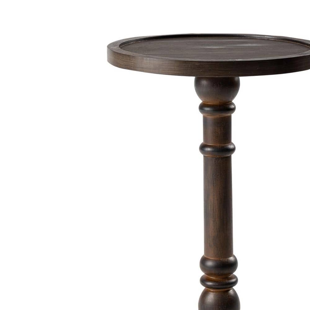 Espresso Round Wood Pedestal Tray Top End Table