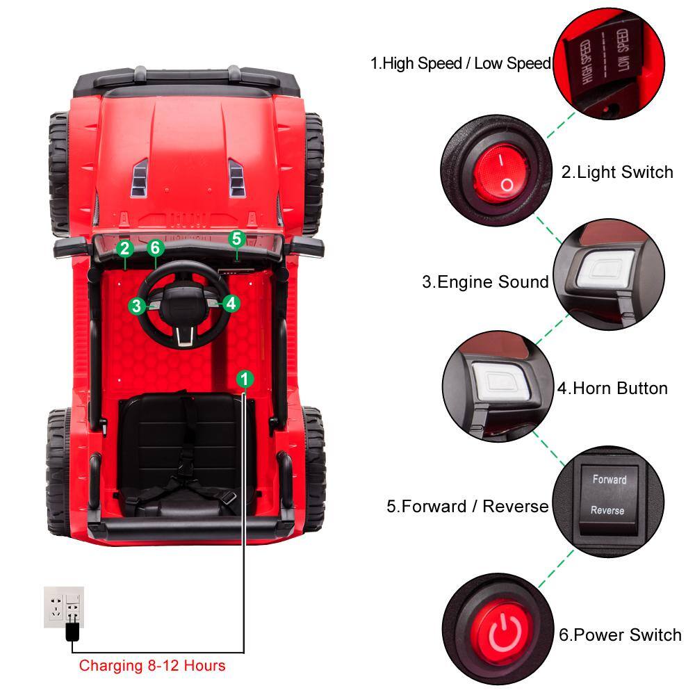Red 12-Volt Electric Kids SUV Ride-On Truck