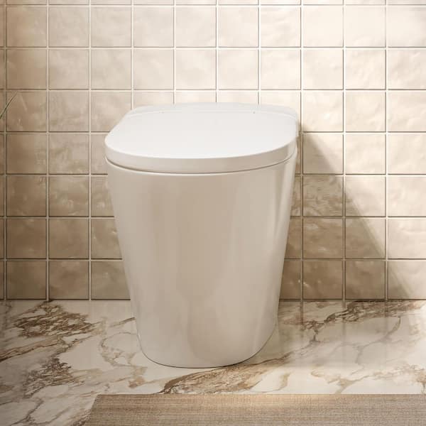 Hugo 1-Piece 12 in. Rough-in 1.1 GPF Top Single Flush Elongated Toilet in Glossy White