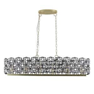 Layla 6-Light Mordern Gold Oval Crystal Chandelier with Crystal Shade for Living Room