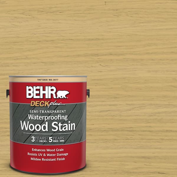 BEHR DECKplus 1 gal. #ST-139 Colonial Yellow Semi-Transparent Waterproofing Exterior Wood Stain