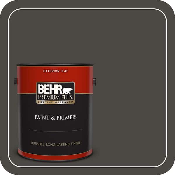 BEHR PREMIUM PLUS 1 gal. #PPU24-01 Black Mocha Flat Exterior Paint & Primer