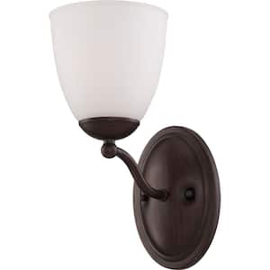 1-Light Prairie Bronze Vanity Fixture with Frosted Glass Shade