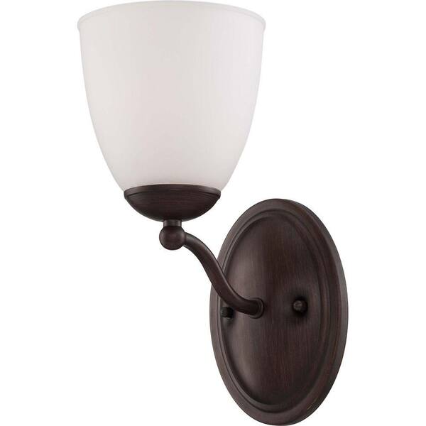 SATCO 1-Light Prairie Bronze Vanity Fixture with Frosted Glass Shade