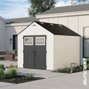 Tremont 8 ft. W x 10 ft. D Plastic Resin Storage Shed with Floor (86 sq. ft.) in Ice Cube (White)