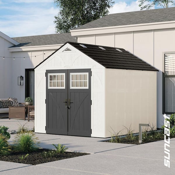 Tremont 8 ft. W x 10 ft. D Plastic Resin Storage Shed with Floor (86 sq. ft.) in Ice Cube (White)